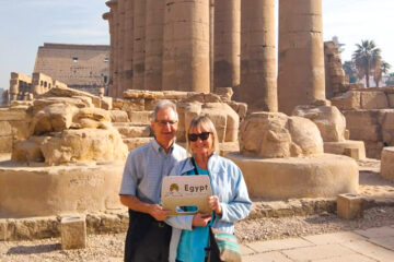 A picture of a couple from inside the Karnak Temple